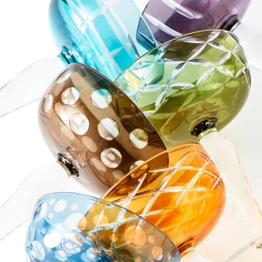 Multicolour Cuttings Coupe Glasses Set of 6