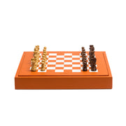 Chess set Box Buffalo Orange leather