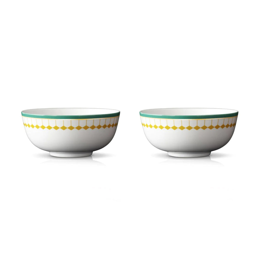 Pair of Caldo Yoghurt Green/Yellow/Gold Bowls