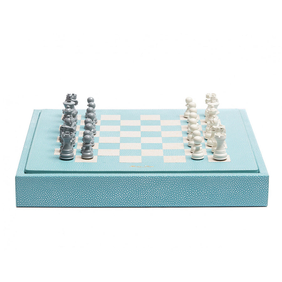Chess set Box Galuchat leather